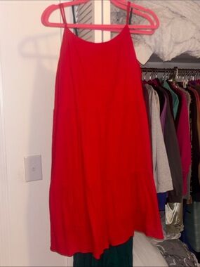 Chic Soul Red Spaghetti Strap A-Line Tiered dress.